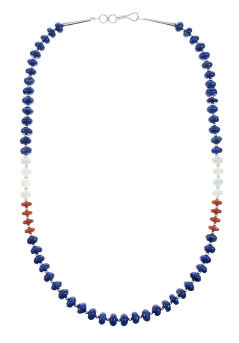 Native American Navajo Multicolor Sterling Silver Bead Necklace X10648